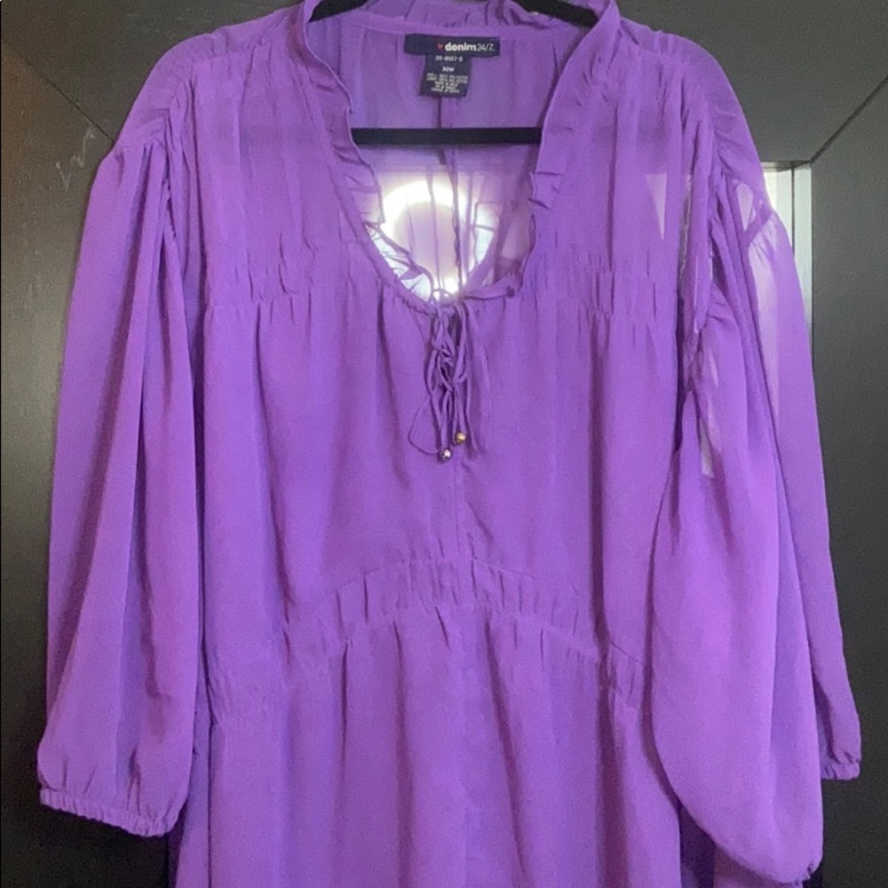 Denim 24/7 Plus Purple Blouse 30w fits 32w 34w